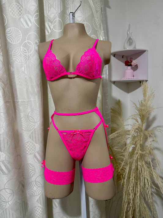 Liguero 3 piezas fucsia